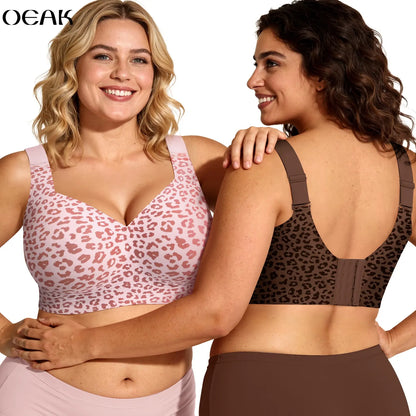 OEAK Jelly Bras Women Seamless Lift Bra Wireless Push up No Underwire Full Coverage plus Bras Comfort Supportive Sports T-Shirt Bra
