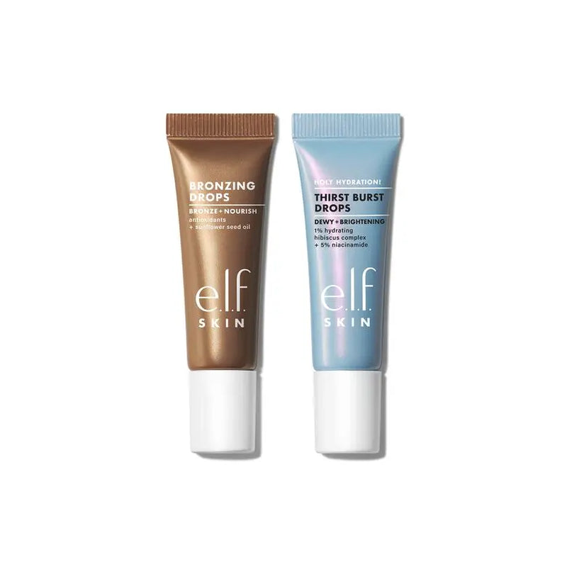 E.L.F. the Hottest Drops Duo - Thirst Burst & Bronzing Drops Kit for Nourishing Hydration & Glowy Look, Travel Size